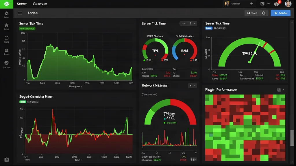 Minecraft server performance dashboard showing tick time comparison with Vibrant Visuals enabled and disabled