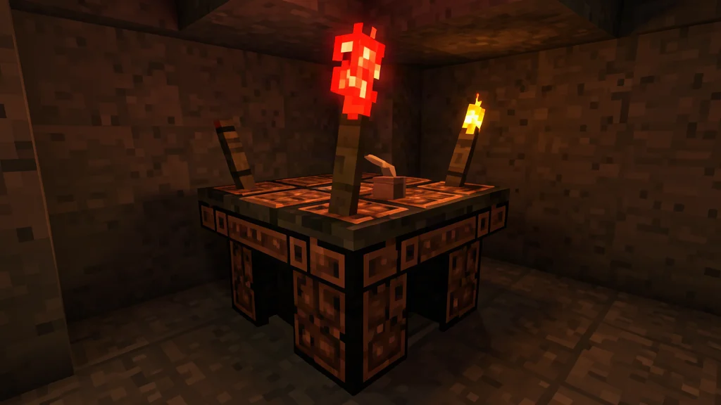 Minecraft Crafter block with redstone torch