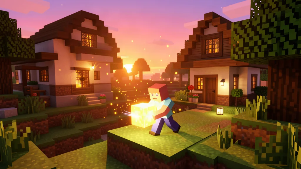 A Good Place Mod showcasing smooth block placement animations in a Minecraft landscape